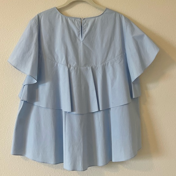 Gianni Bini Blue Ruffle Layer Blouse / Top - Picture 4 of 6